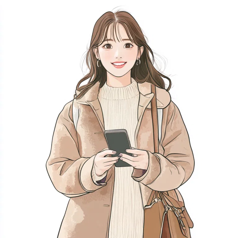 成人式の来店相談を予約する女性のイラスト